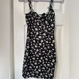 Black floral print dress